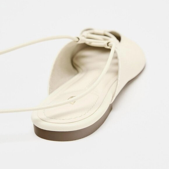 Zara 100% Genuine Leather Slingback Ballet Flats NWT - Picture 6 of 7